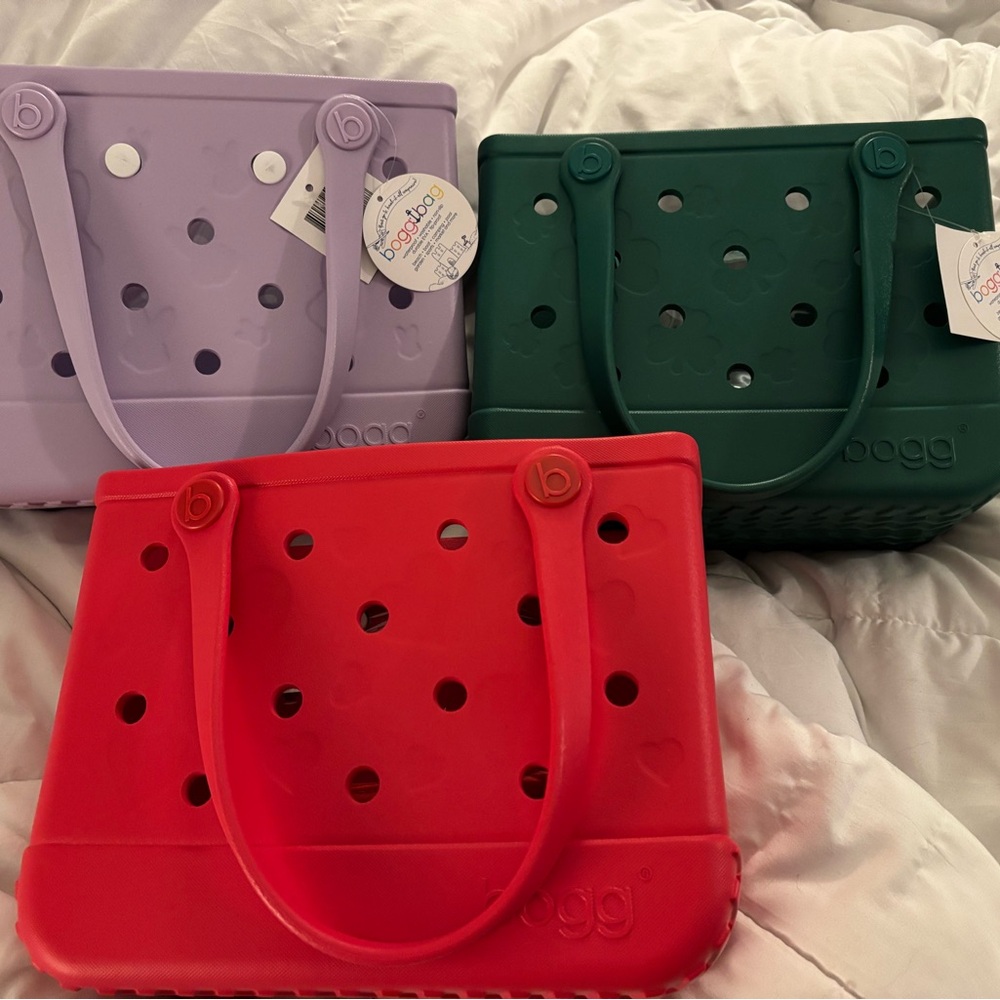 Bitty Bogg totes Trio -purple bunny, red hearts, green shamrock
